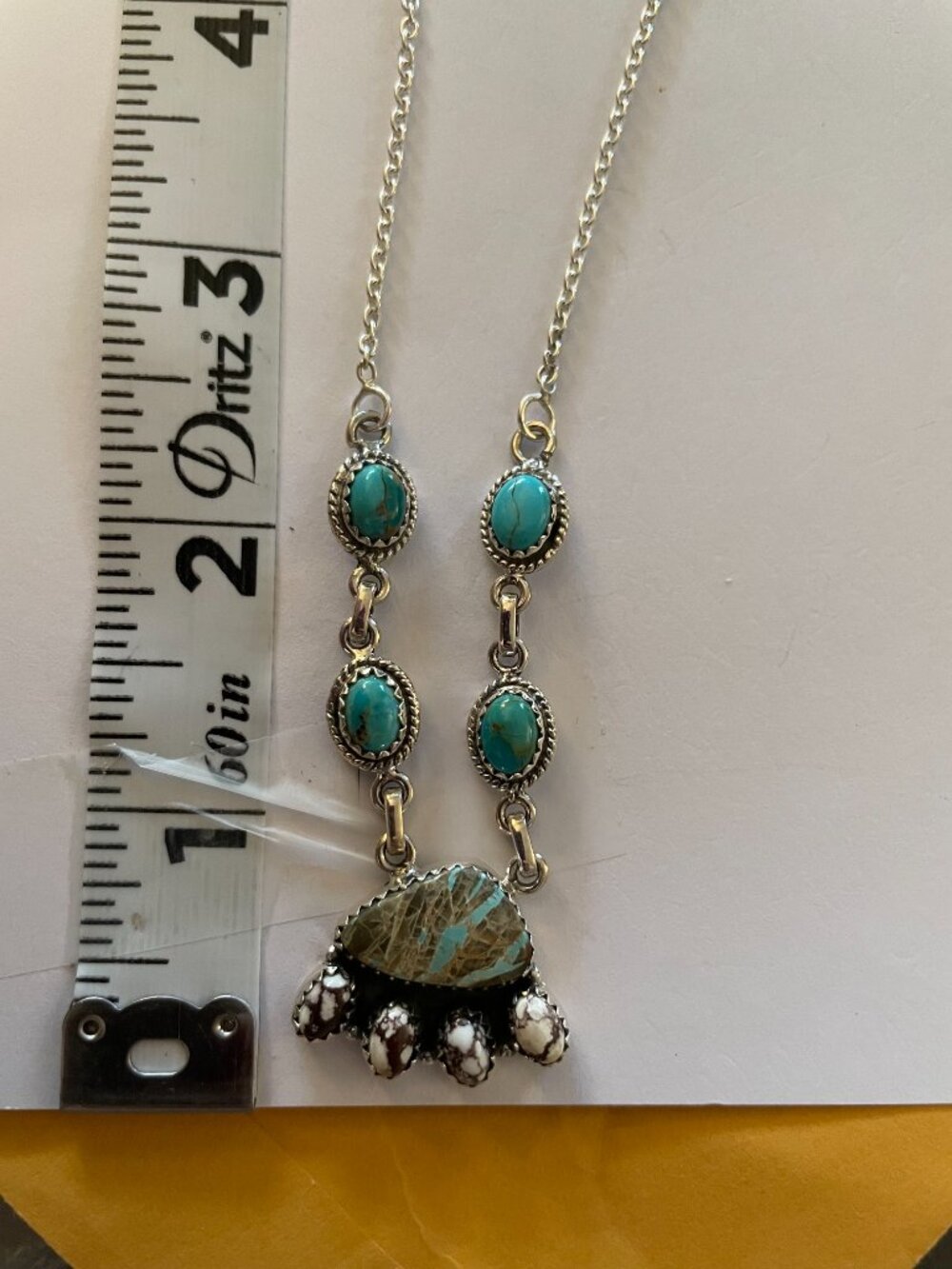 NEW Sterling Silver Necklace Turquoise Dainty Minimalist Lightweight 16.5-18.5" - Picture 5 of 12